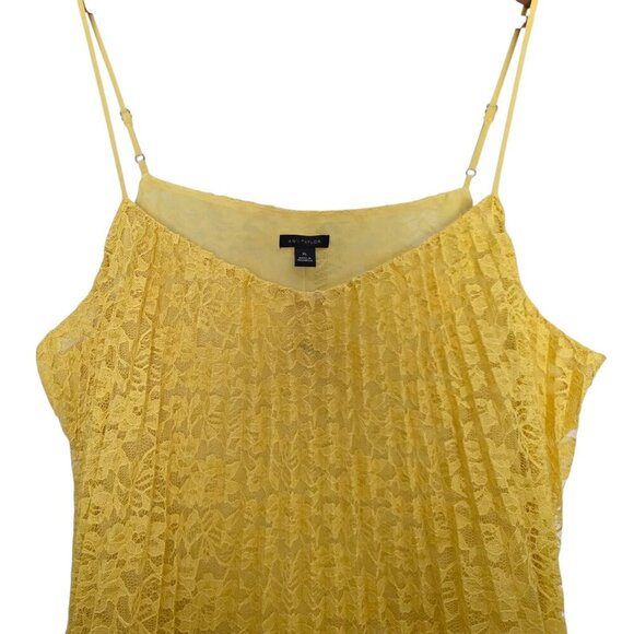 NWT Women's - Ann Taylor Yellow Pleated Lace Tank, Size XL - Picture 3 of 8
